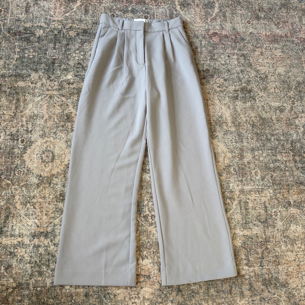 Abercrombie & Fitch Sloane Tailored Wide Leg Pants Light Grey Size 29 8R
